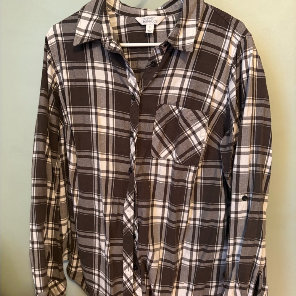 2/10$♥️Market & Spruce Gray and White Plaid Shirt